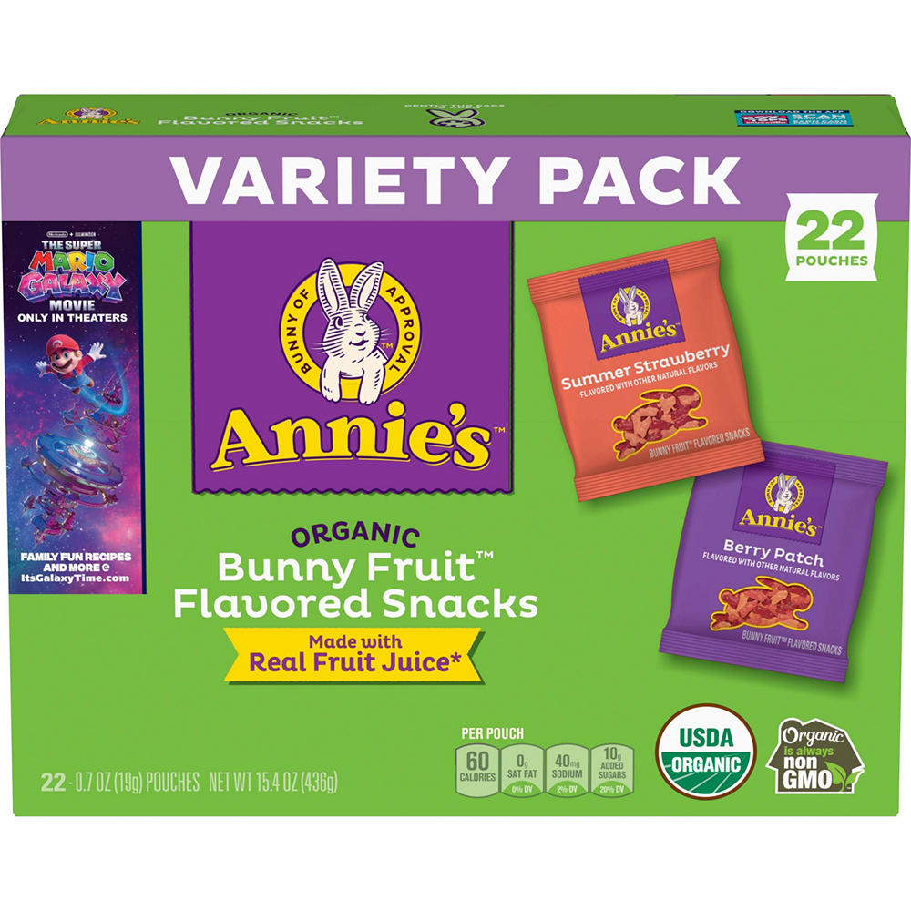Annie's Bunny Fruit Snacks Variety Pack, 22 ct