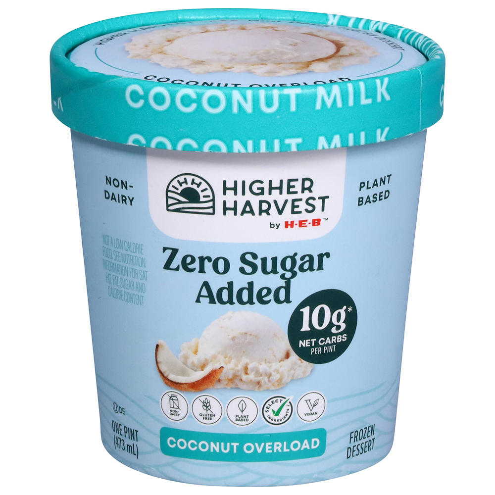 Higher Harvest by H-E-B Zero Sugar Added Coconut Overload Non-Dairy Frozen Dessert, 1 pt