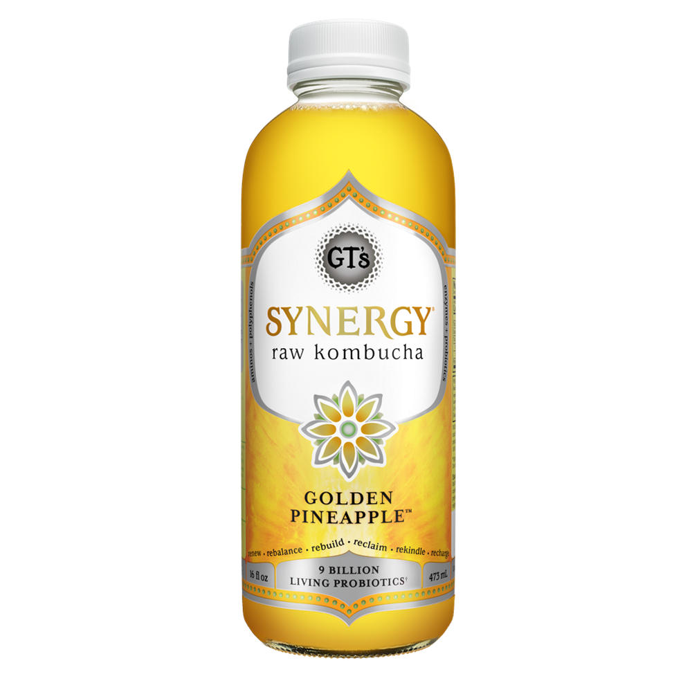 GT's Synergy Golden Pineapple Raw Kombucha, 16 oz