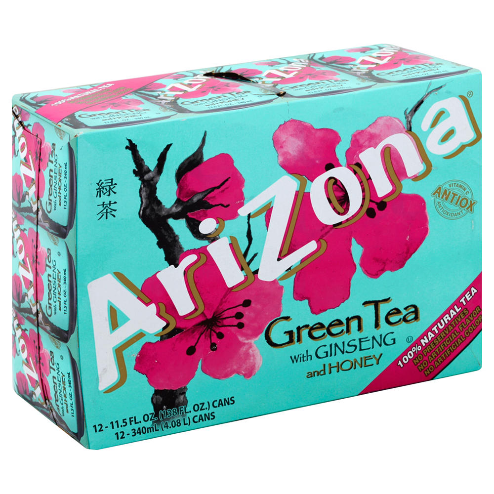 AriZona Green Tea with Ginseng & Honey 12 pk Cans, 11.5 oz