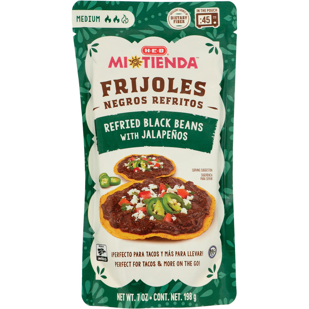 H-E-B Mi Tienda Microwavable Refried Black Beans – Jalapeños, 7 oz
