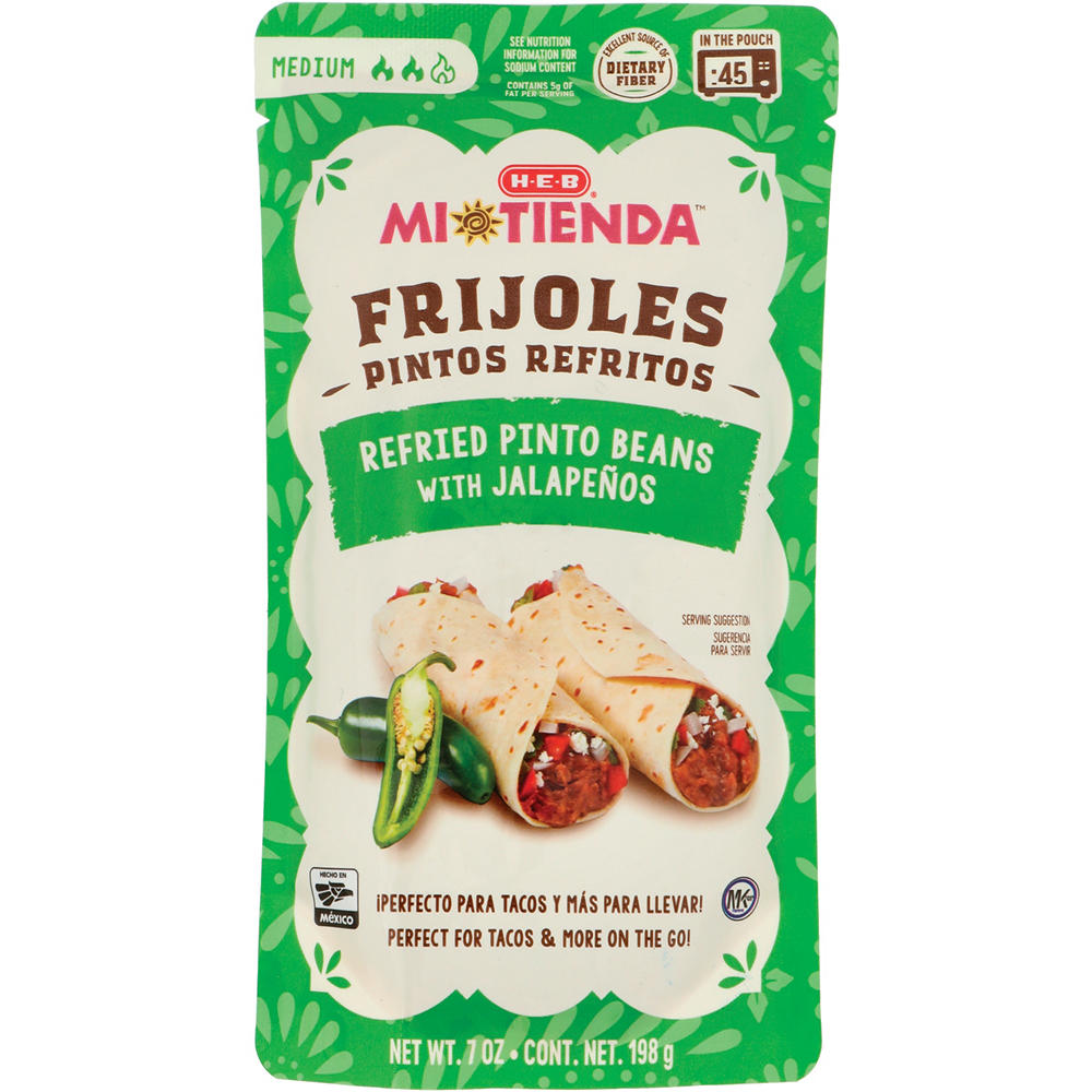 H-E-B Mi Tienda Microwavable Refried Pinto Beans – Jalapeño, 7 oz