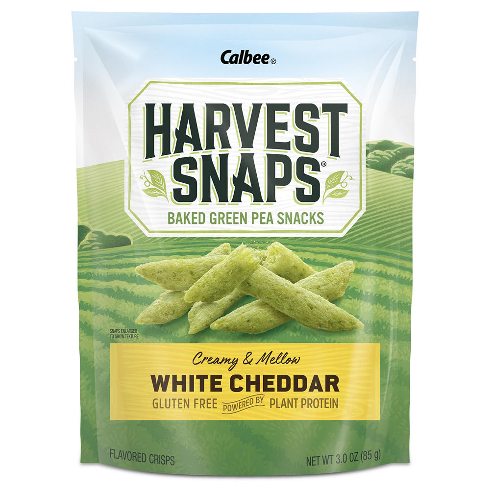 Calbee Harvest Snaps White Cheddar Baked Green Pea Snack Crisps, 3 oz