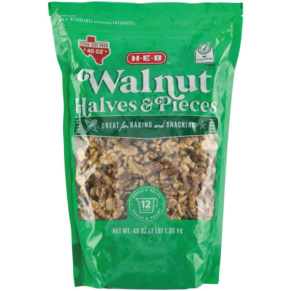 H-E-B Walnut Halves & Pieces - Texas-Size Pack, 48 oz