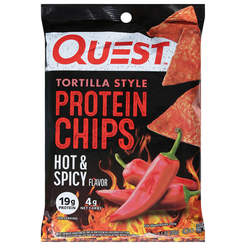Quest Tortilla-Style 19g Protein Chips - Hot & Spicy, 1.1 oz
