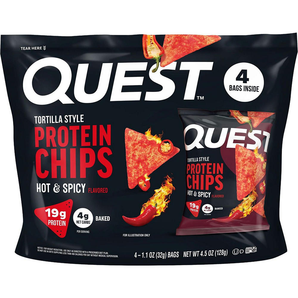 Quest Tortilla-Style 19g Protein Chips Multipack - Hot & Spicy, 4 ct