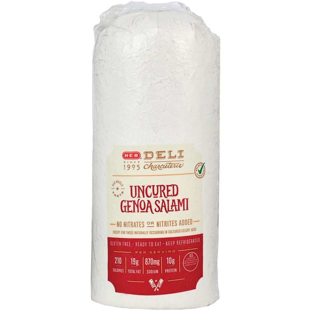 H-E-B Deli Uncured Genoa Salami, Custom Sliced, lb