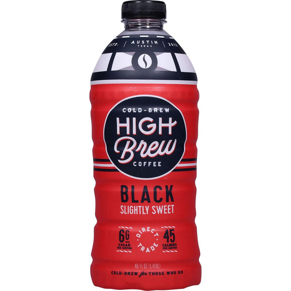 High Brew Cold Brew Coffee - Black Slightly Sweet, 48 oz