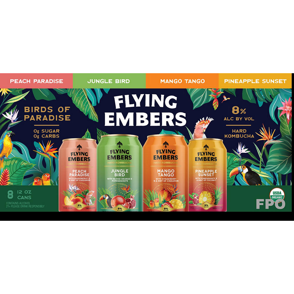 Flying Embers Birds Of Paradise Hard Kombucha 8 pk Cans, 12 oz