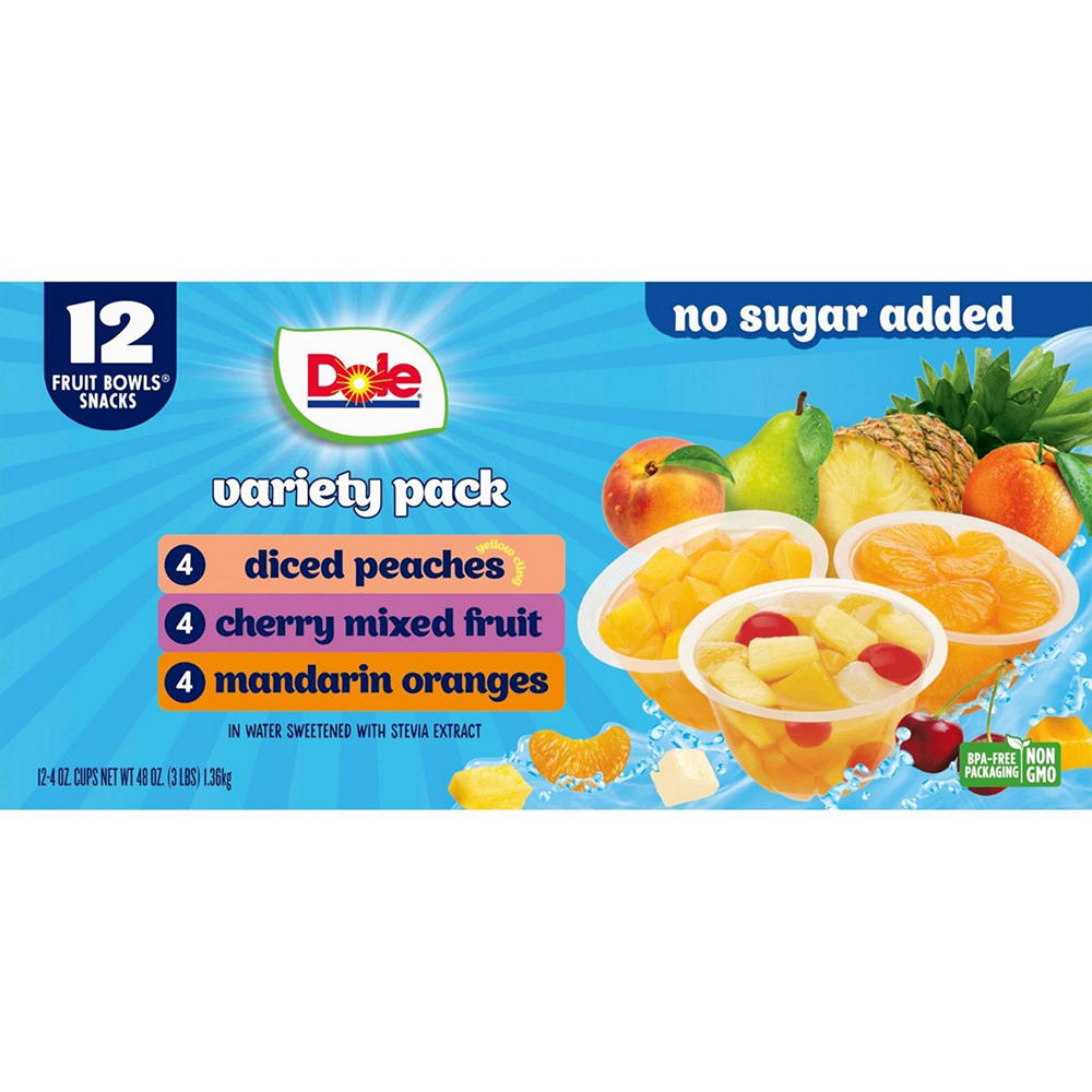 Dole Fruit Bowls No Sugar Added Variety Pack, 12 ct