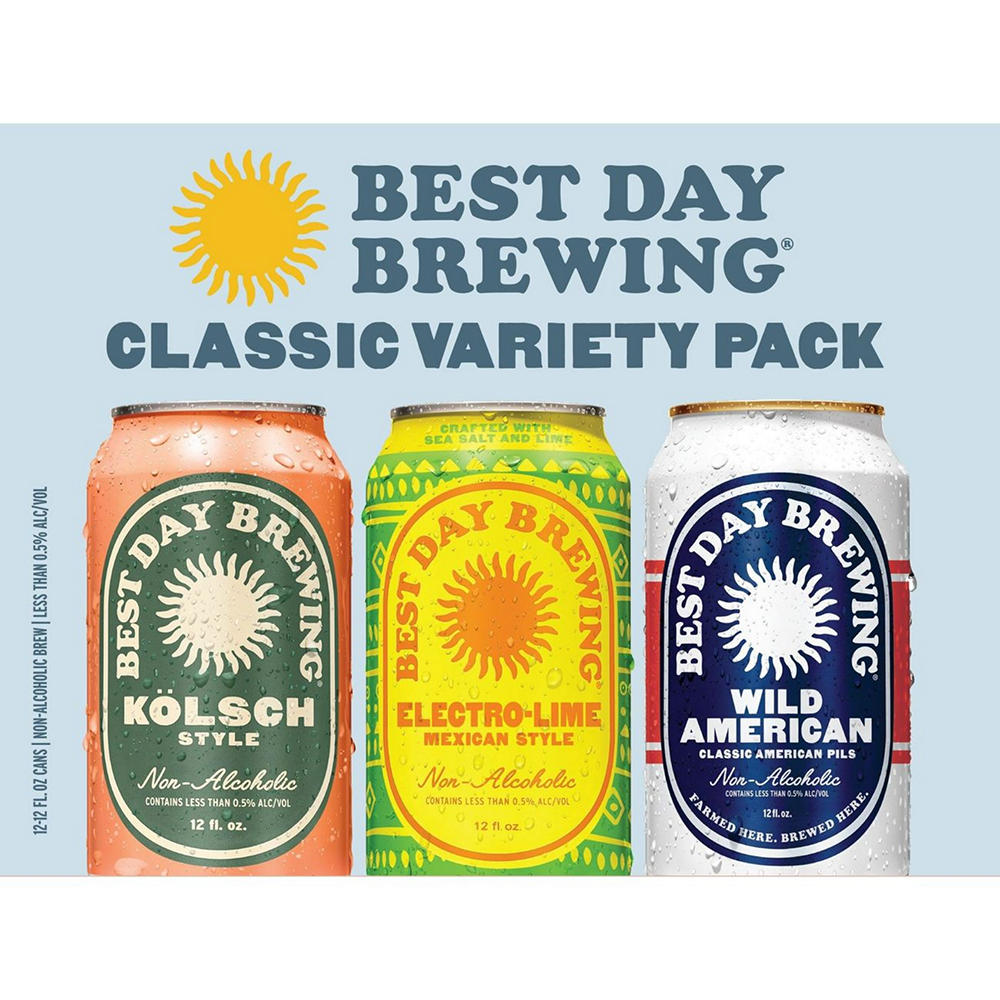 Best Day Brewing Non Alcoholic Variety Craft Beer 12 pk Cans, 12 oz