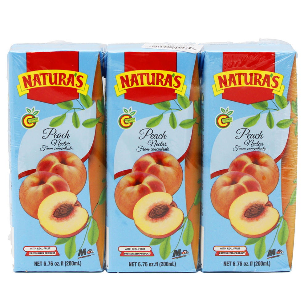 Natura's Peach Nectar 3 pk Juice Boxes, 6.76 oz