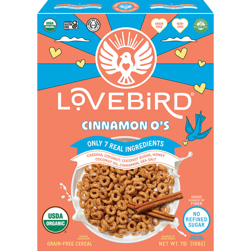 Lovebird Grain Free Cinnamon O's Cereal, 7 oz