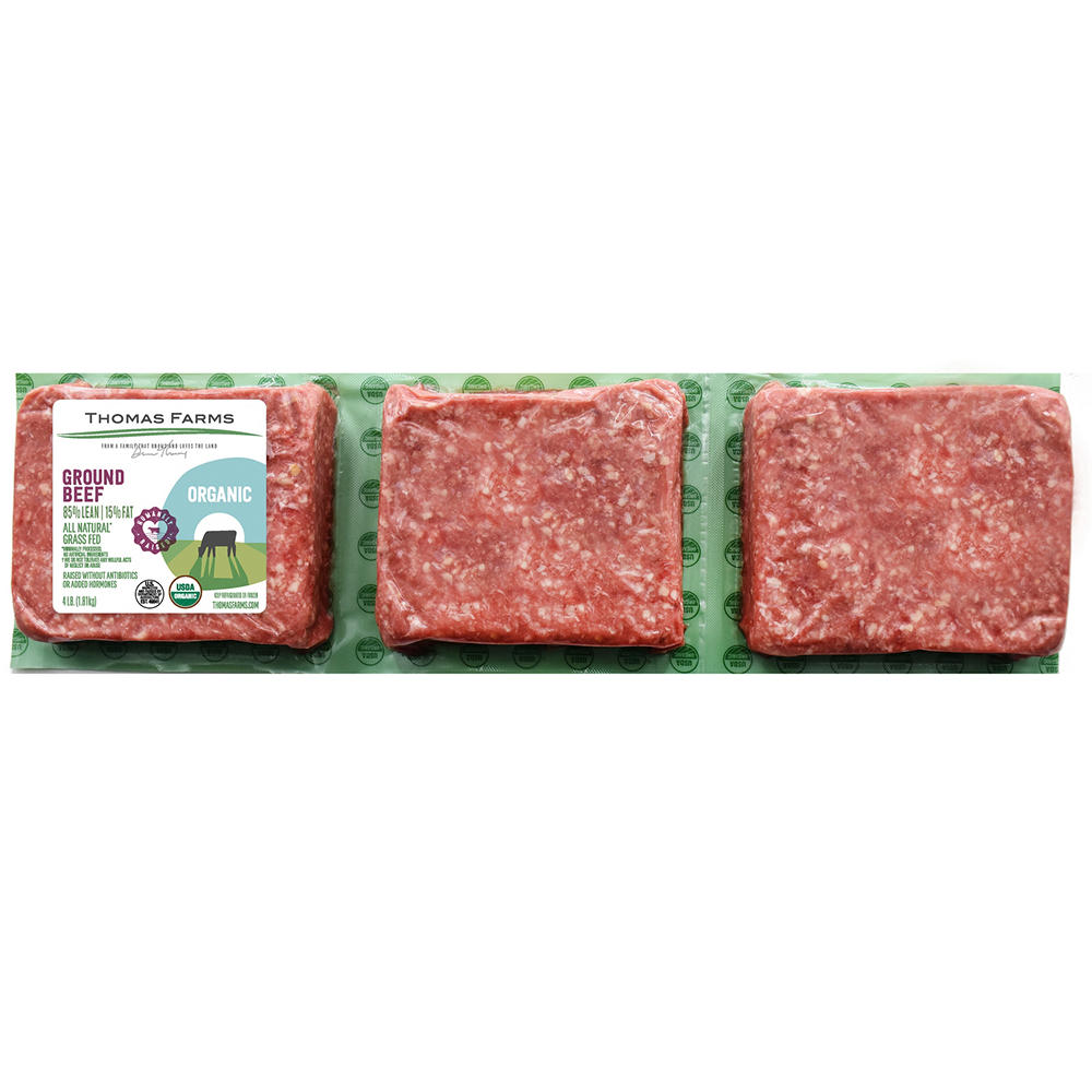 Thomas Farms Organic Grass Fed Ground Beef, 85% Lean, 4 lb