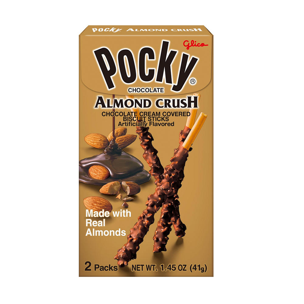 Glico Pocky Almond Crush Chocolate Cream Biscuit Sticks Snack Packs, 2 ct