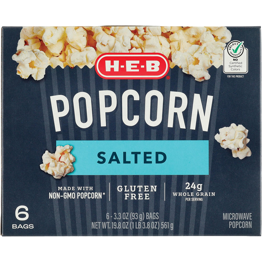H-E-B Microwave Popcorn - Salted, 6 ct