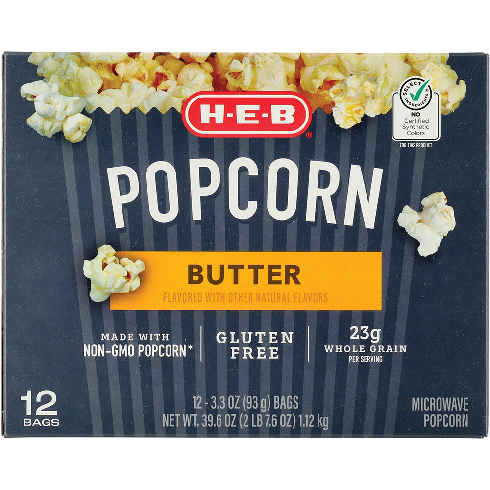 H-E-B Microwave Popcorn - Butter, 12 ct