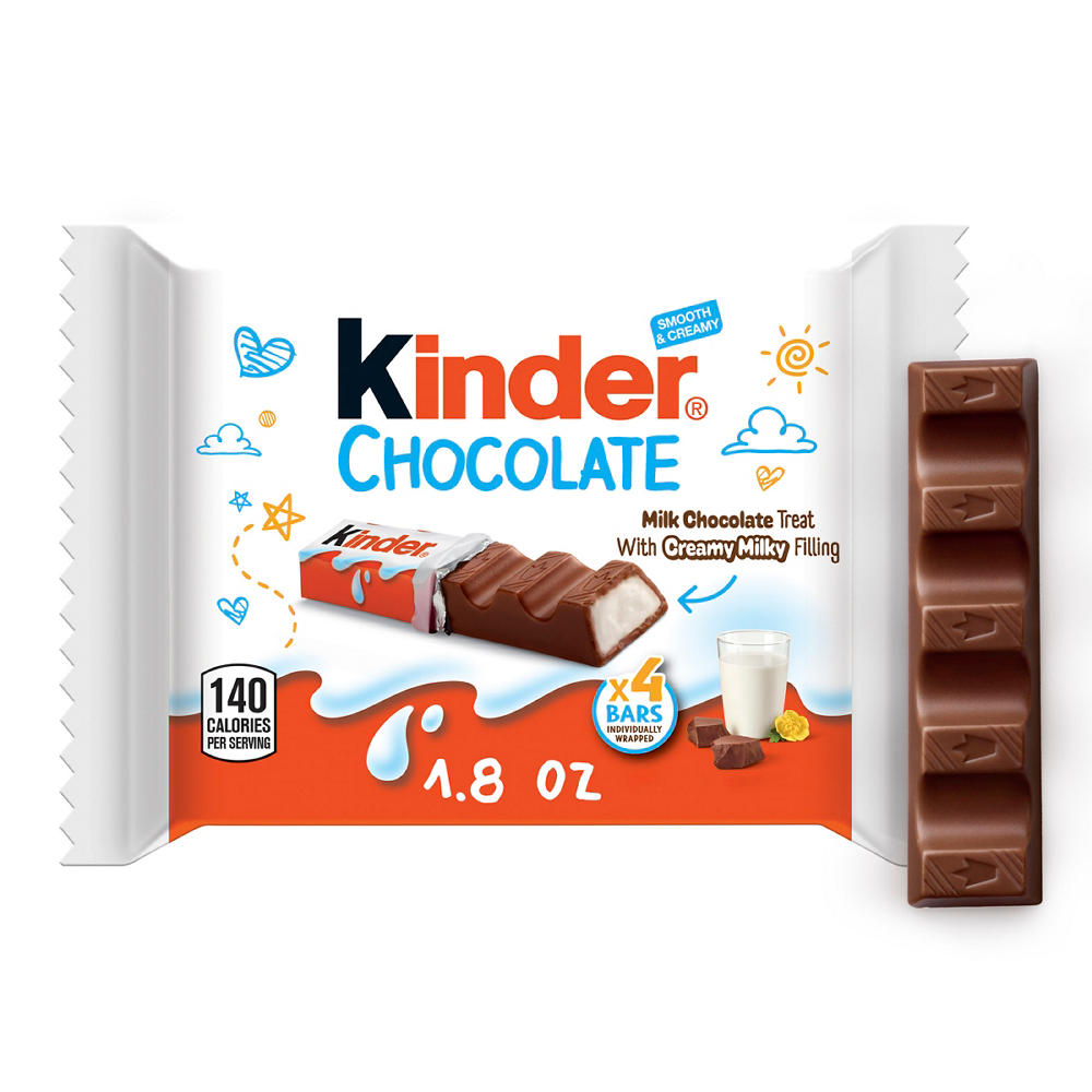 Kinder Chocolate & Creamy Milky Filling Candy Bars, 1.8 oz