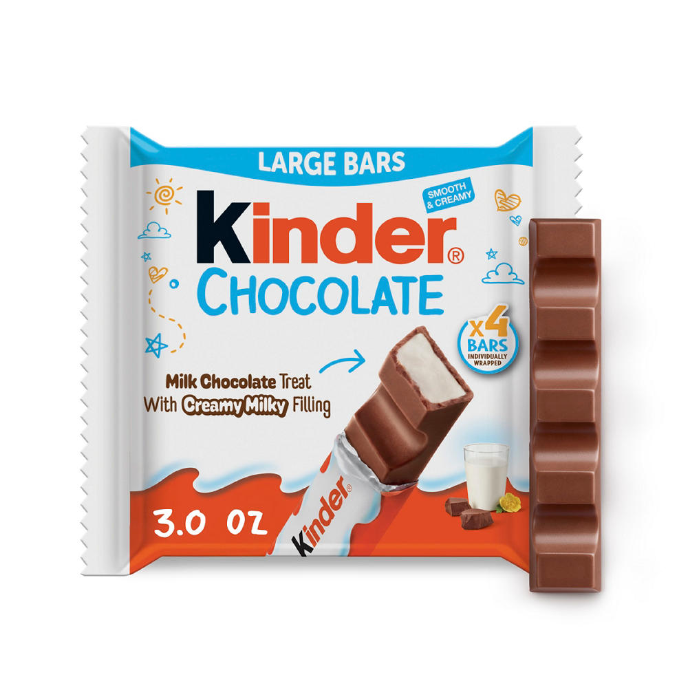 Kinder Chocolate & Creamy Milky Filling Candy Bars - King Size, 3 oz