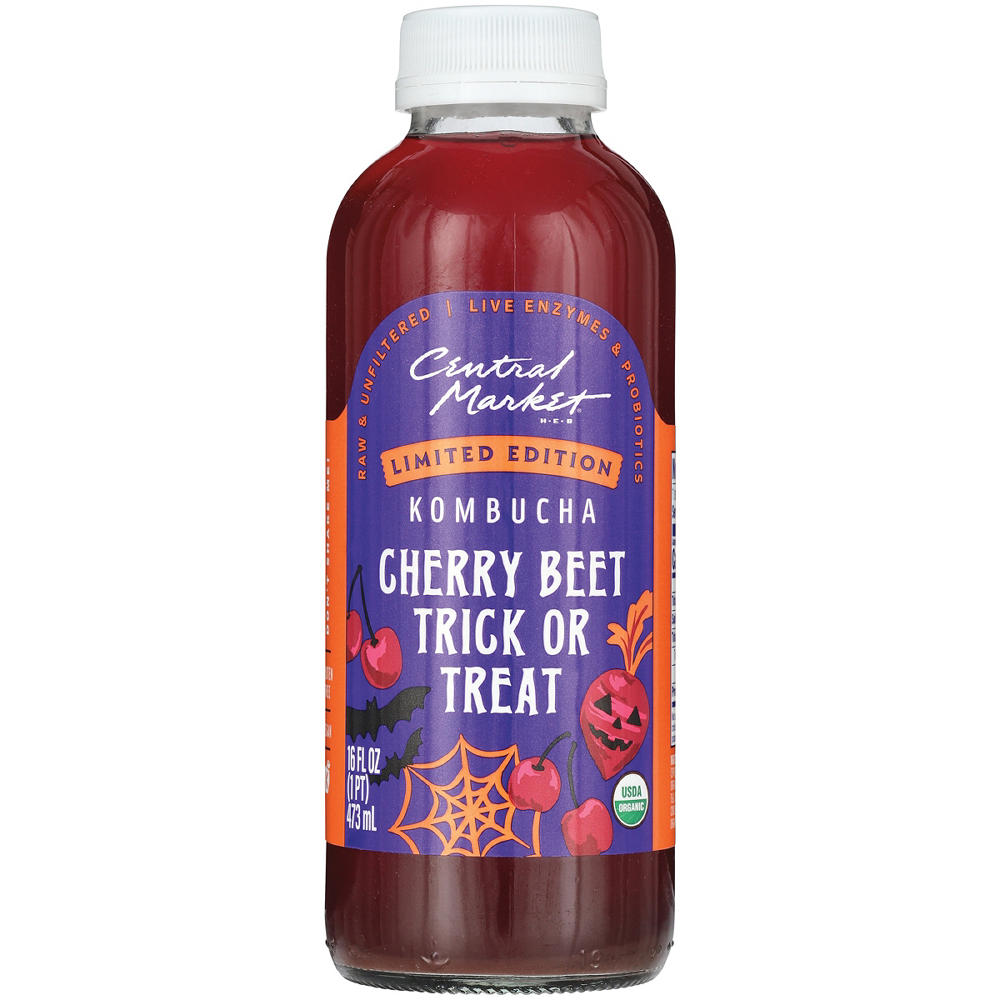 Central Market Organic Kombucha - Cherry Beet Trick or Treat, 16 oz