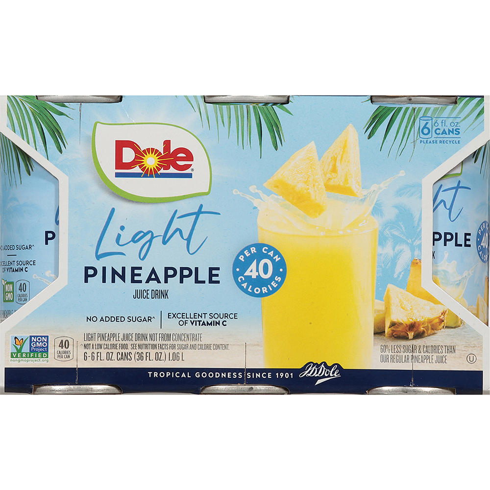 Dole Light Pineapple Juice 6 pk Cans, 6 oz
