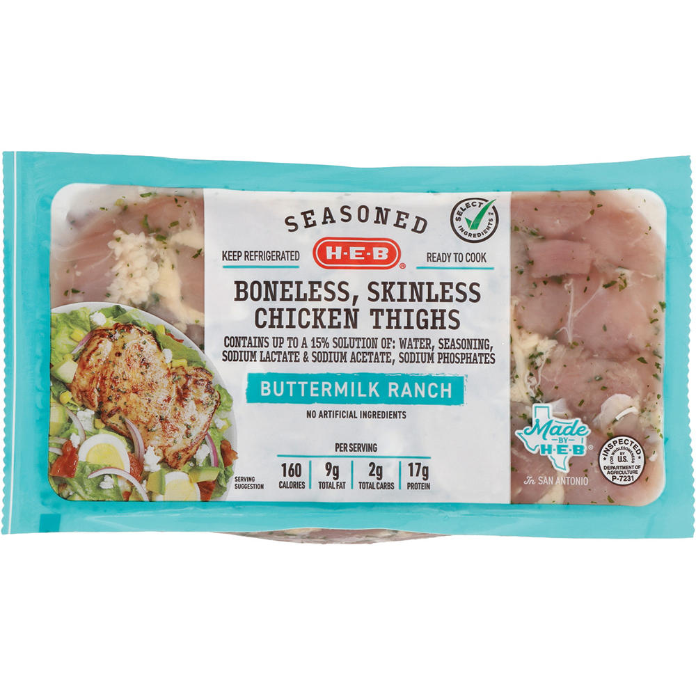 H-E-B Seasoned Boneless Chicken Thighs - Buttermilk Ranch, Avg. 1.9 lbs