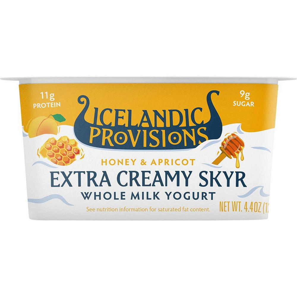 Icelandic Provisions 11g Protein Extra Creamy Skyr - Honey & Apricot, 4.4 oz