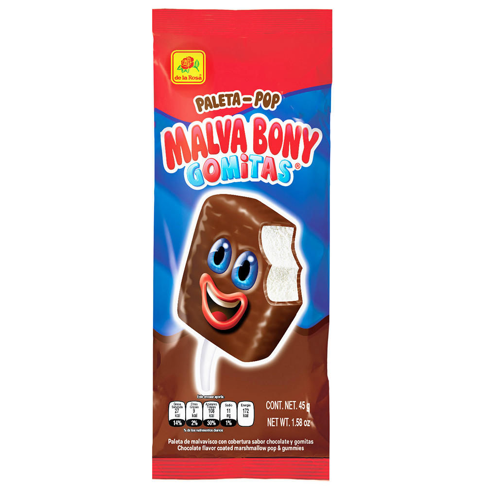 De La Rosa Malva Bony Gomita Chocolate Pop, 1.58 oz