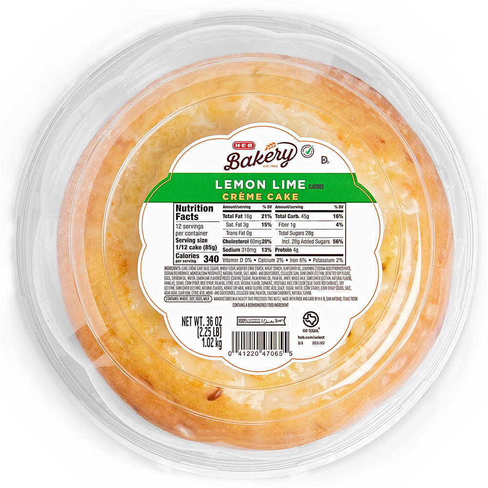 H-E-B Bakery Lemon Lime Crème Cake, 36 oz