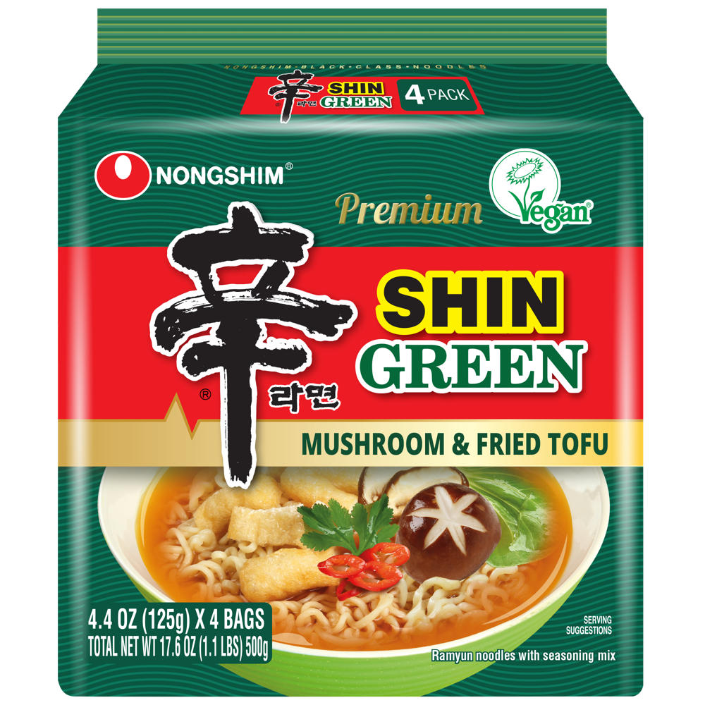 Nongshim Shin Ramyun Green Mushroom & Fried Tofu, 4 ct
