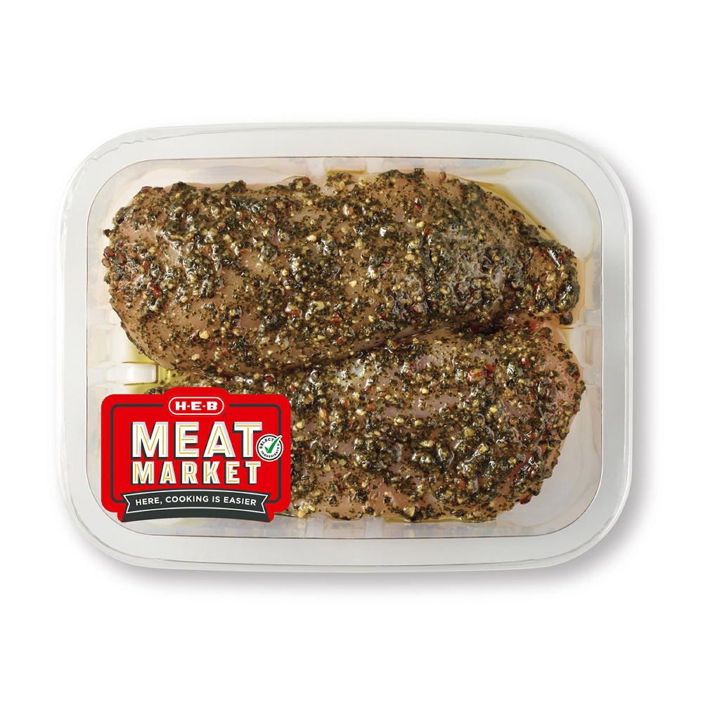 H-E-B Meat Market Marinated Chicken Breasts – Basil Pesto, Avg. 1.5 lbs