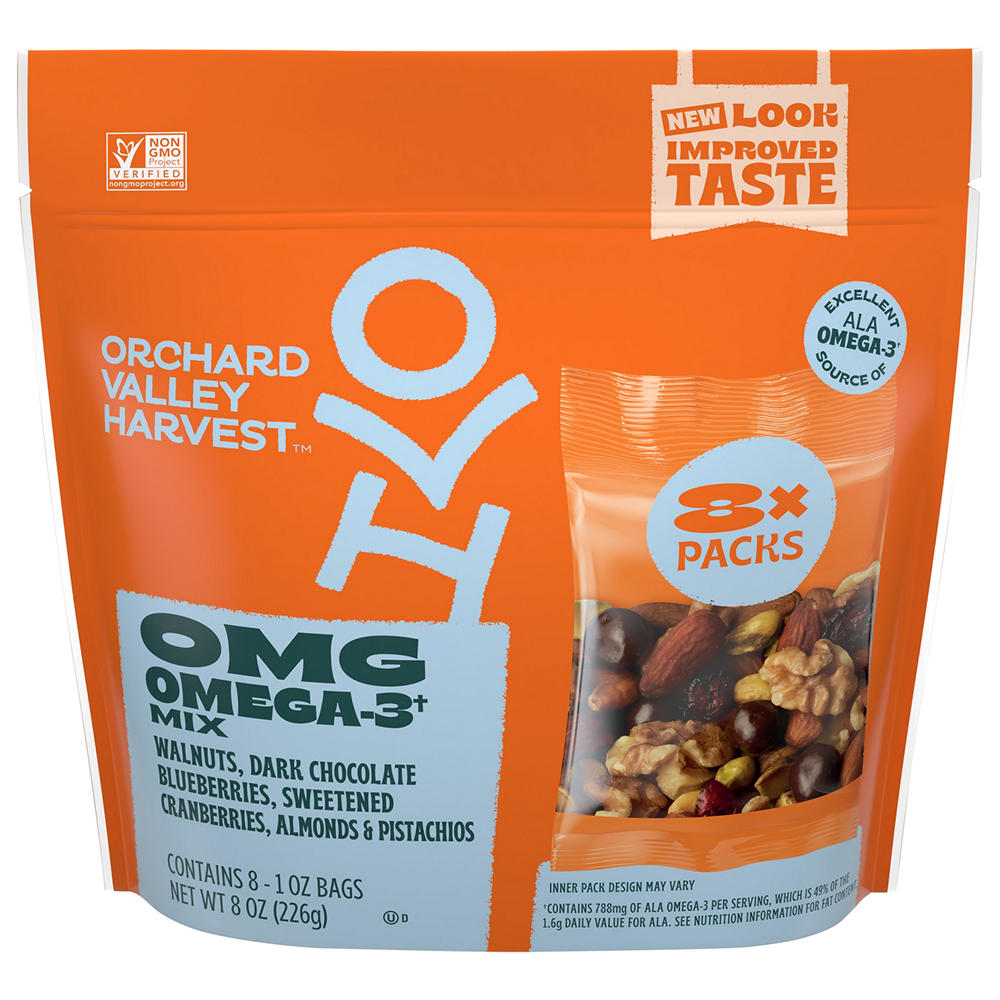 Orchard Valley Harvest OMG Omega-3 Trail Mix Snack Packs, 8 ct