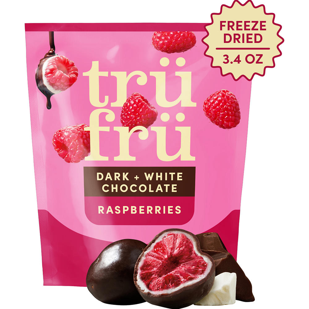 Tru Fru Freeze Dried Raspberries in Dark & White Chocolate, 3.4 oz