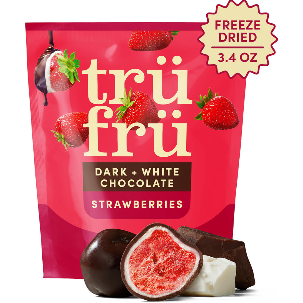 Tru Fru Freeze Dried Strawberries in Dark & White Chocolate, 3.4 oz