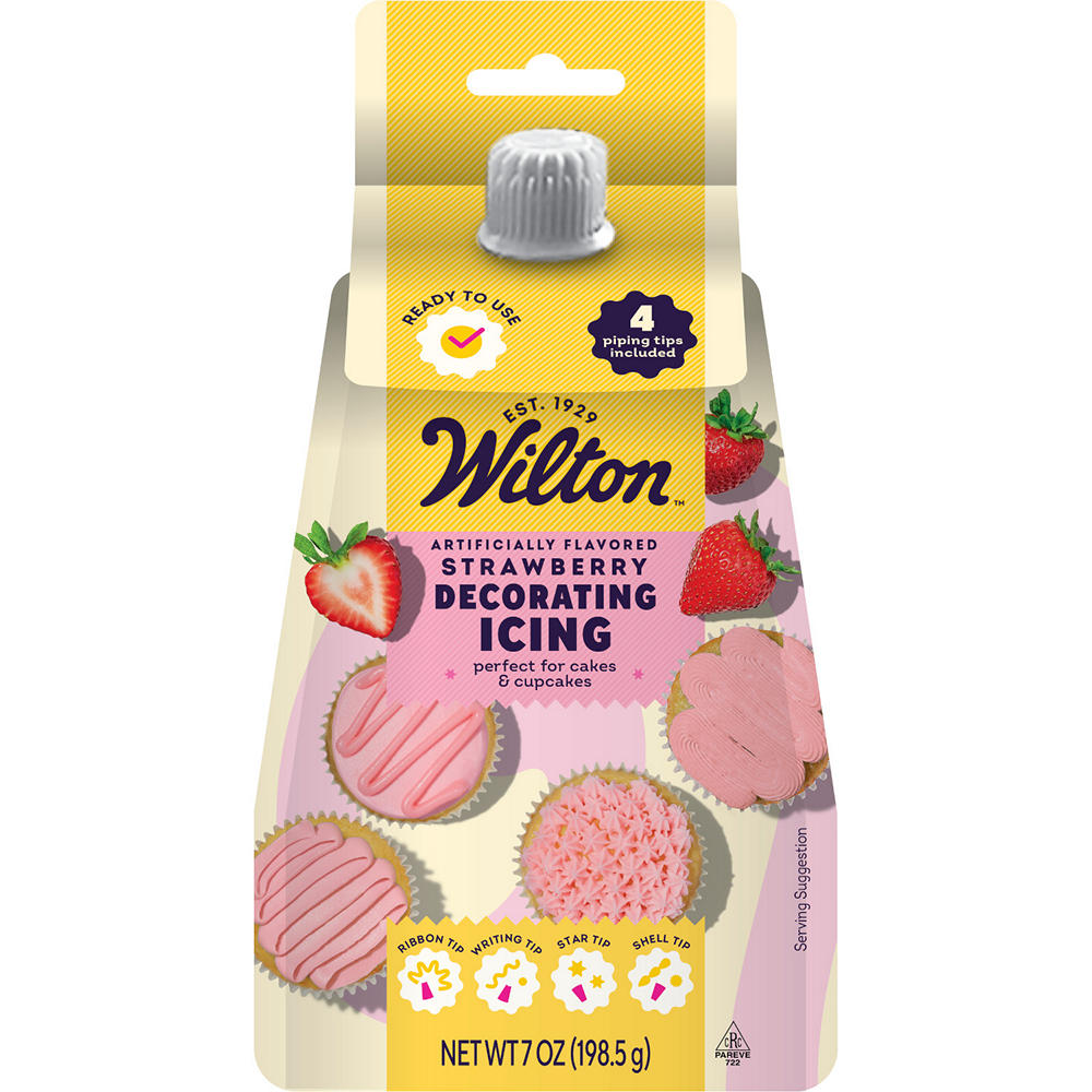 Wilton Strawberry Decorating Icing with 2 Tips, 7 oz