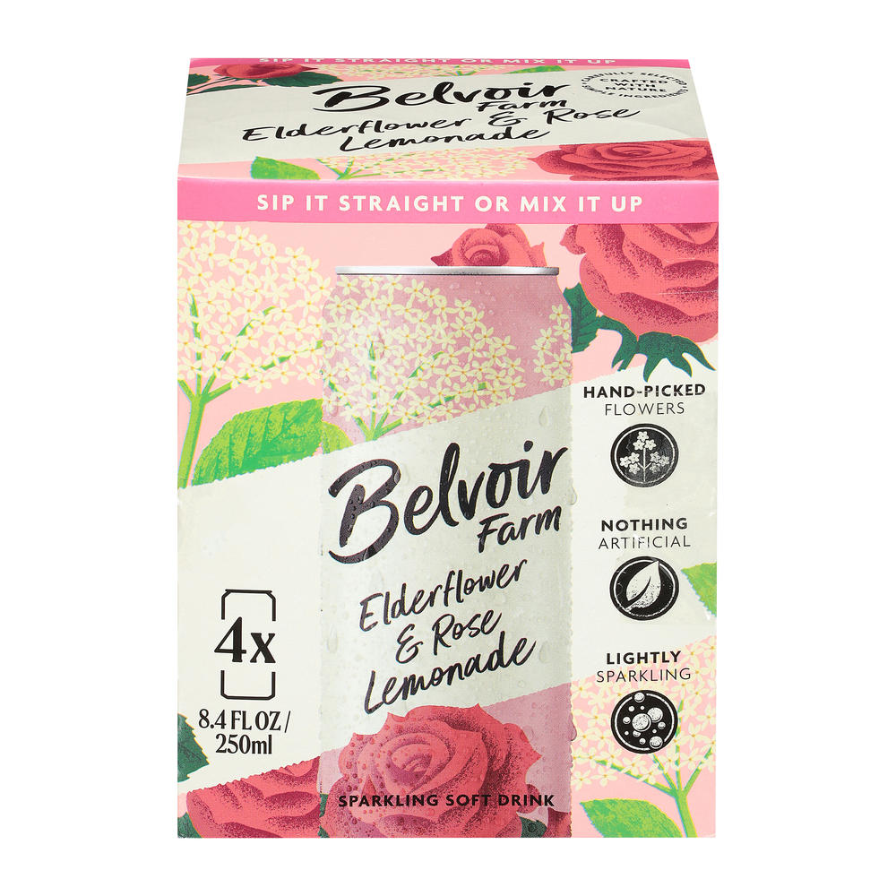 Belvoir Farm Edlerflower & Rose Sparkling Lemonade, 4 pk