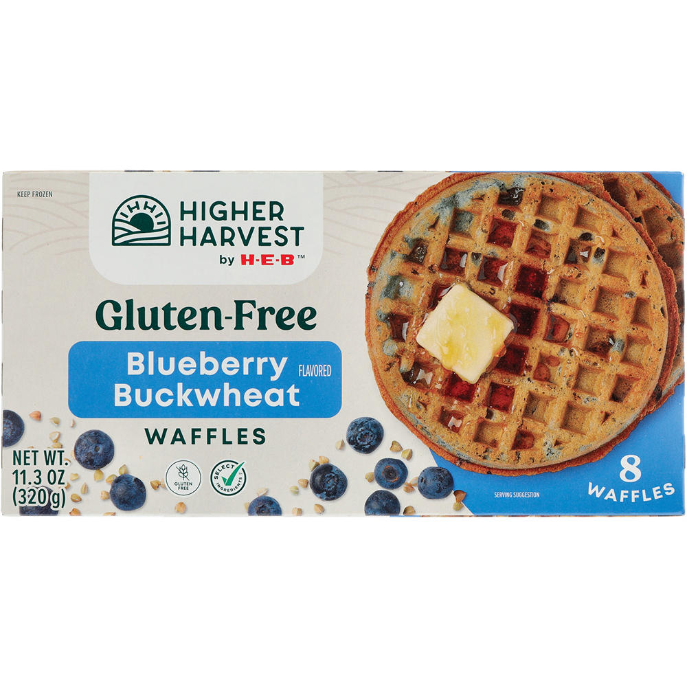 Higher Harvest by H-E-B Gluten Free Frozen Waffles – Blueberry Buckwheat, 8 ct