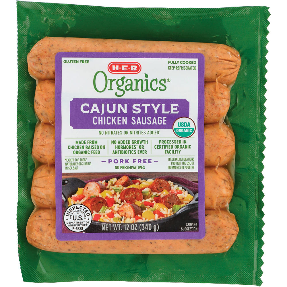 H-E-B Organics Chicken Sausage Links - Cajun Style, 5 ct