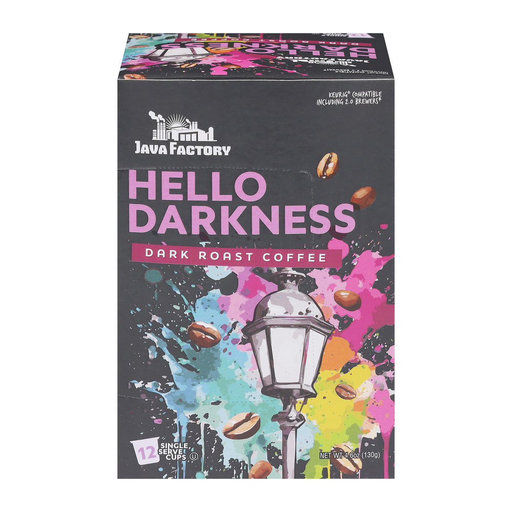 JAVA FACTORY Hello Darkness Dark Roast Single Serve Coffee Cups, 12 ct