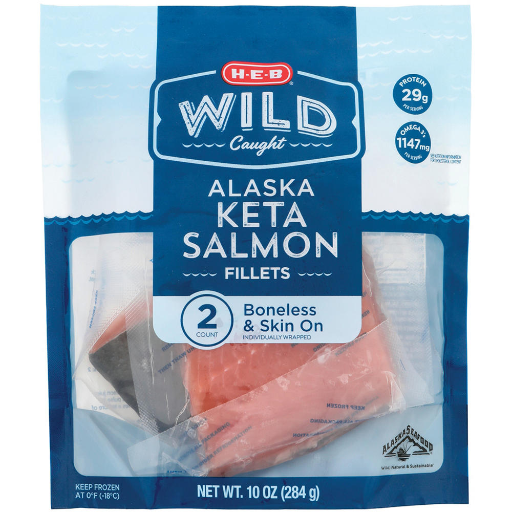 H-E-B Wild Caught Frozen Alaska Keta Salmon Fillets, 10 oz
