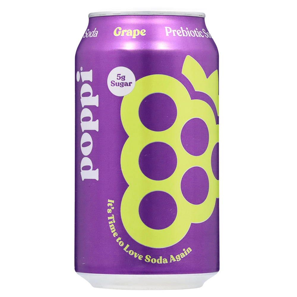 poppi Prebiotic Soda - Grape, 12 oz