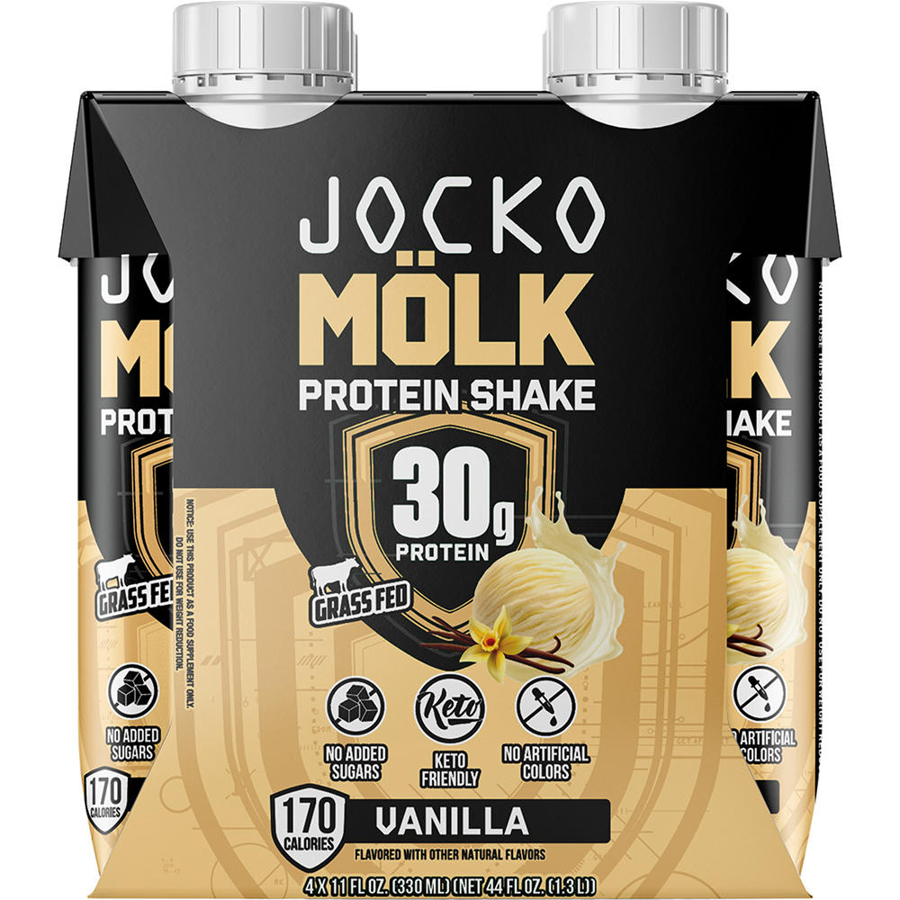 Jocko Mölk 30g Protein Shakes 11 oz Bottles - Vanilla, 4 ct