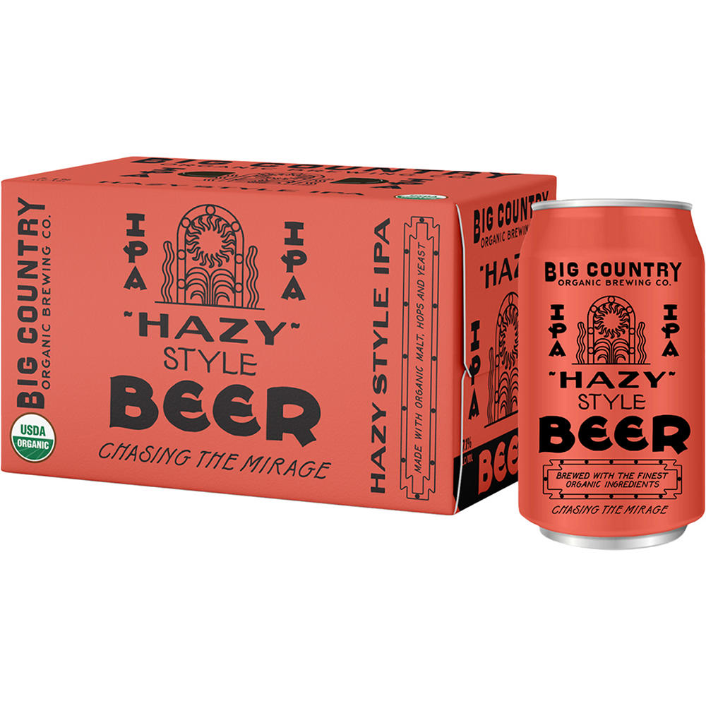 Big Country Organic Brewing Co. Hazy-Style IPA Craft Beer 6 pk Cans, 12 oz