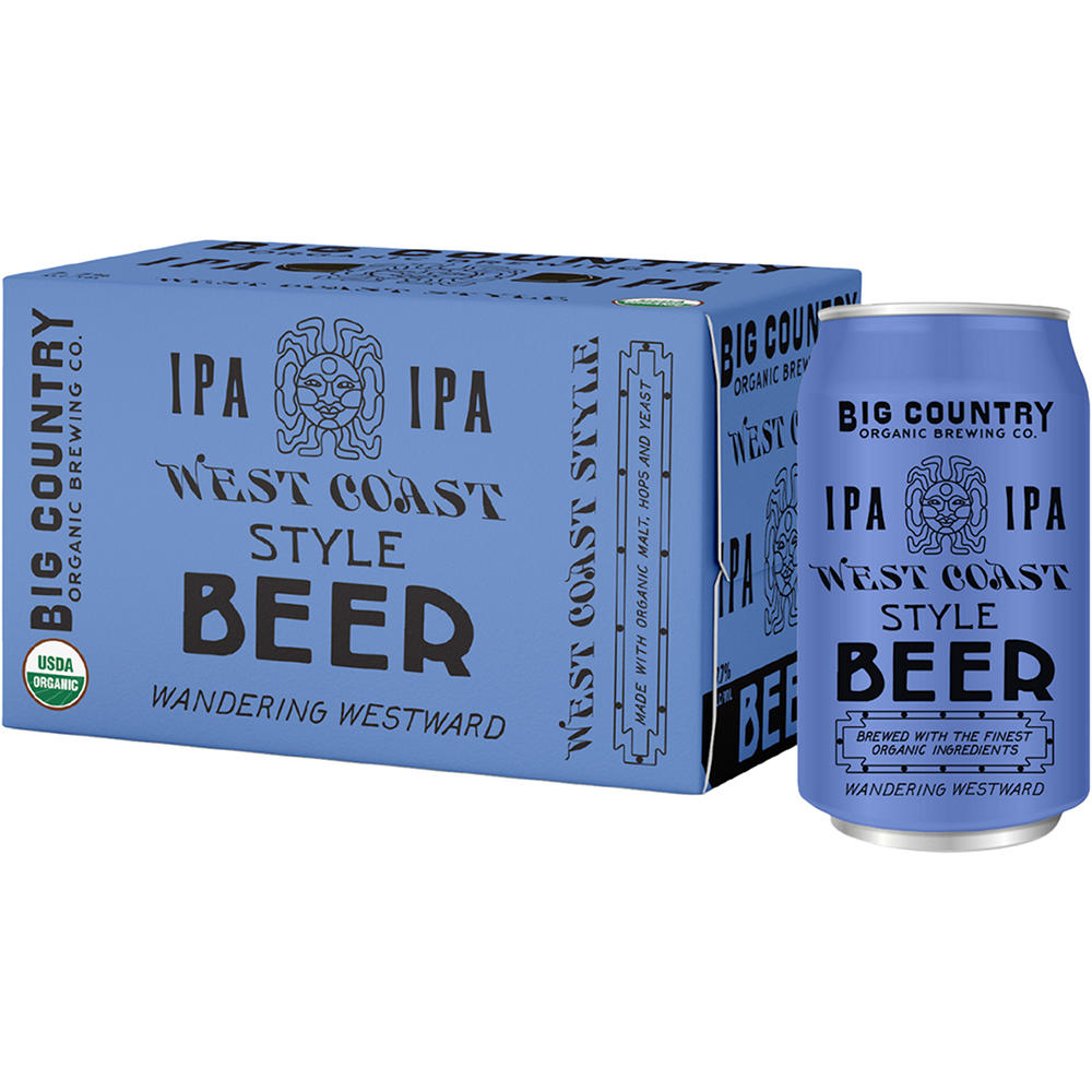 Big Country Organic Brewing Co. West Coast Style IPA Craft Beer 6 pk Cans, 12 oz