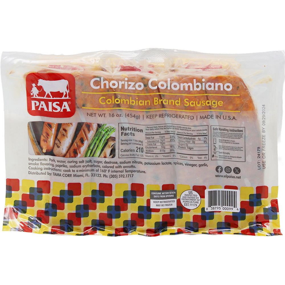 Paisa Chorizo Colombiano, 16 oz