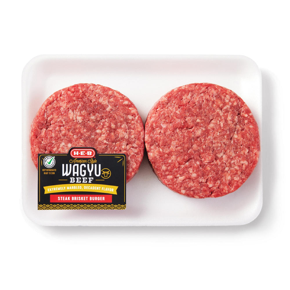 H-E-B American Style Wagyu Beef Steak Brisket Burger Patties, Avg. 1.0 lb