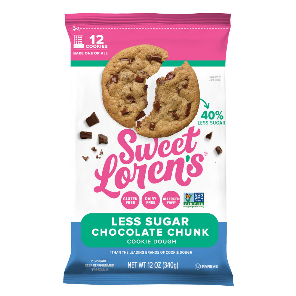 Sweet Loren's Gluten Free & Vegan Less Sugar Chocolate Chunk Cookie Dough, 12 oz
