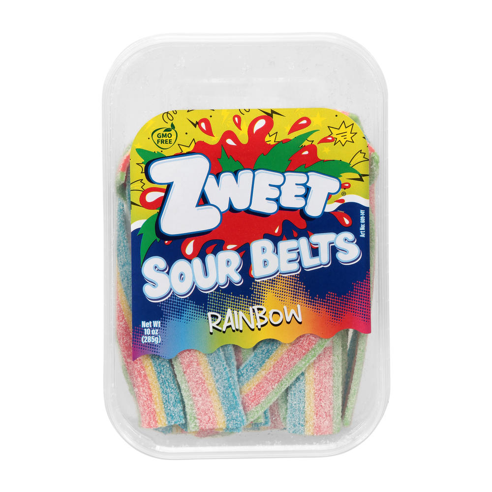 Zweet Kosher Sour Rainbow Belts Candy, 10 oz
