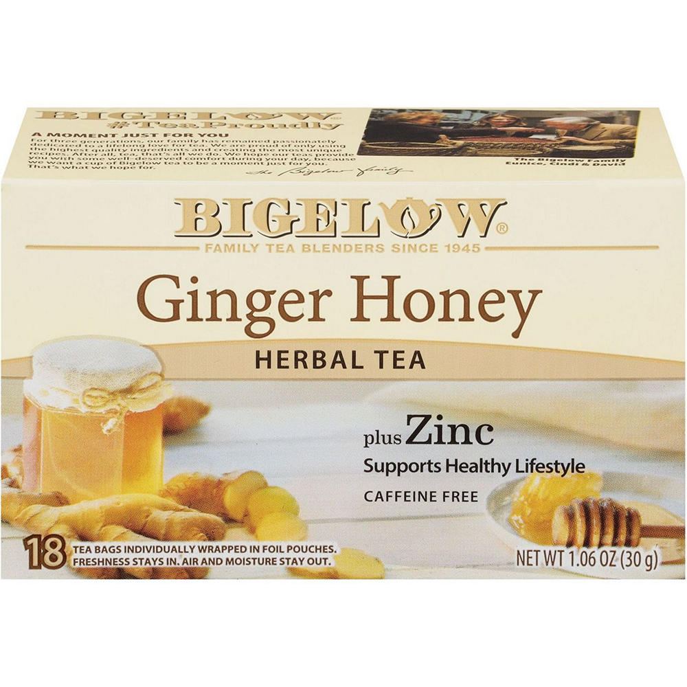 Bigelow Ginger Honey Plus Zinc Tea Bags, 18 ct