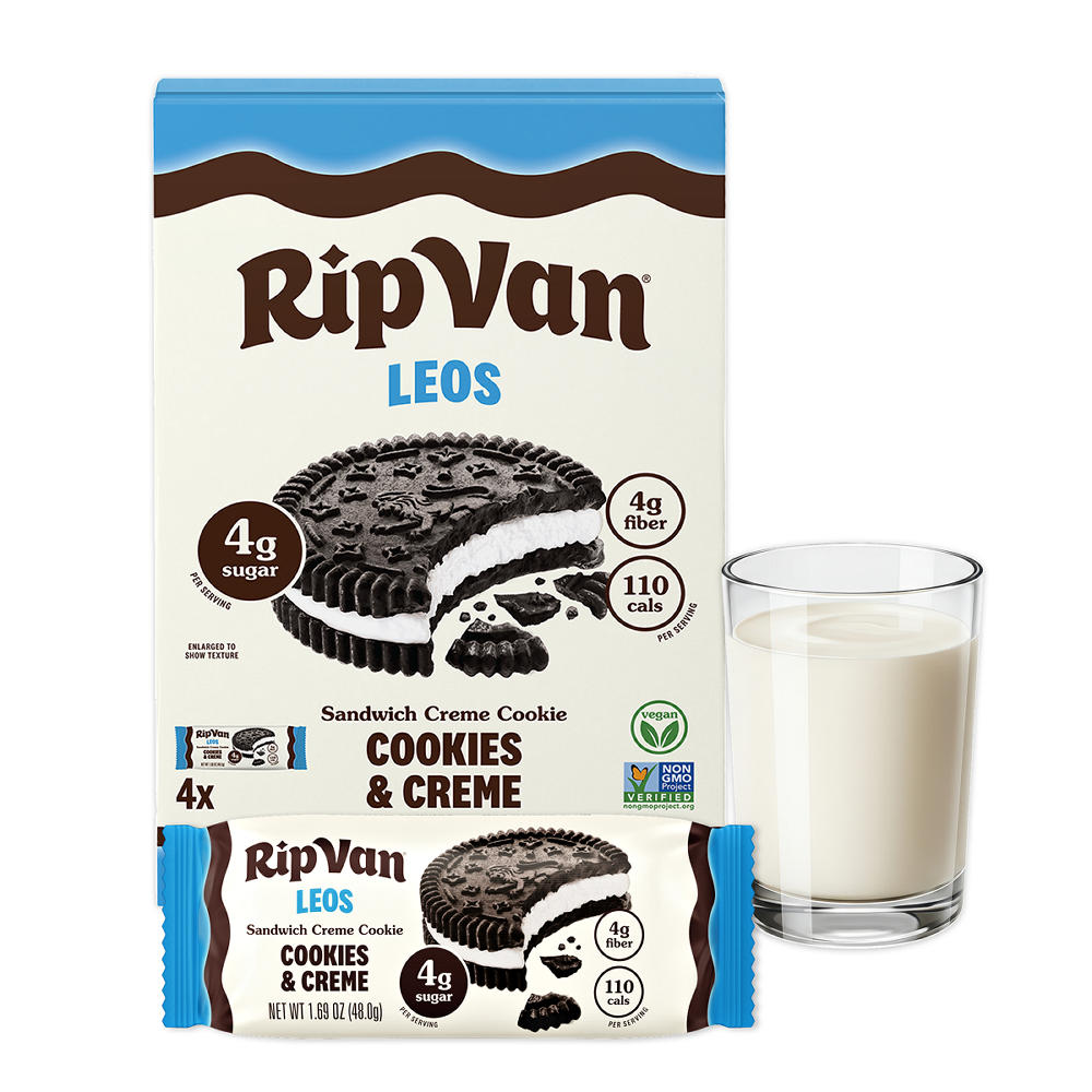 Rip Van Leos Sandwich Cookies & Cream, 4 ct